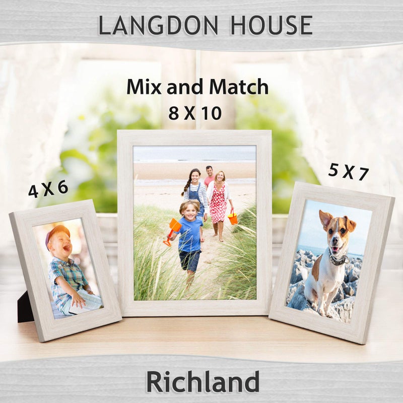Langdon House 8x10 Picture Frames (Almond White, 3 Pack) Wood Grain Style, Wall Mount or Table Top, Richland Collection - Image 4